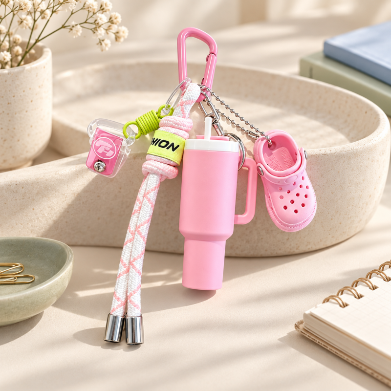 CouldNook Sports Keychain - Miniature Gym Motifs and Knotted Cord Details