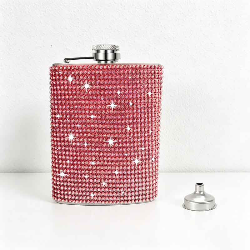 CouldNook 6/8oz Bling Rhinestone Hip Flask - Pocket Size with Funnel (Leopard & Gradient Series)