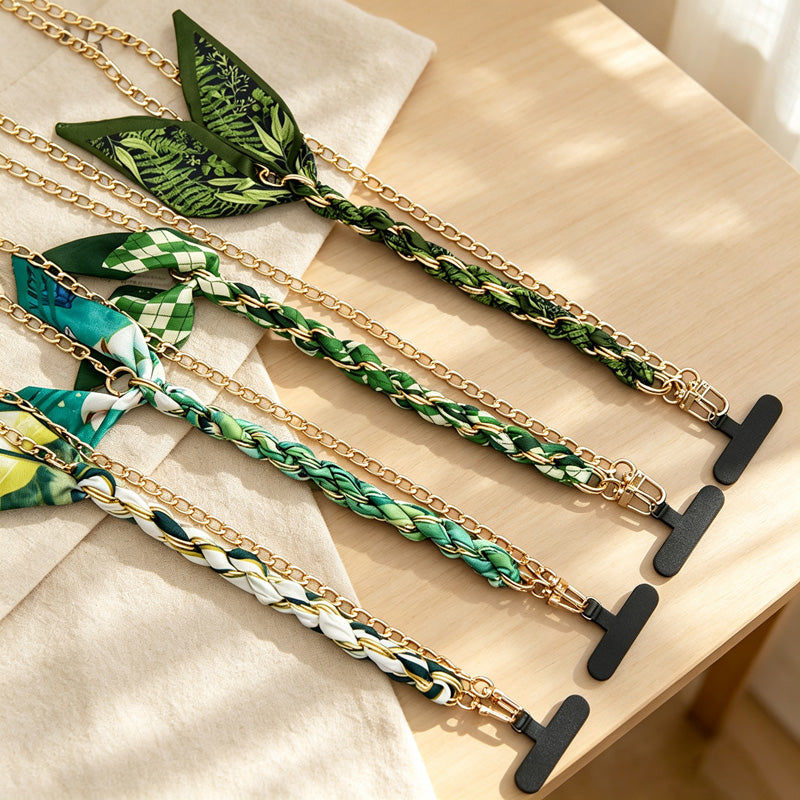 CouldNook Long Botanical Phone Strap - Leaf Scarf Shoulder Carry