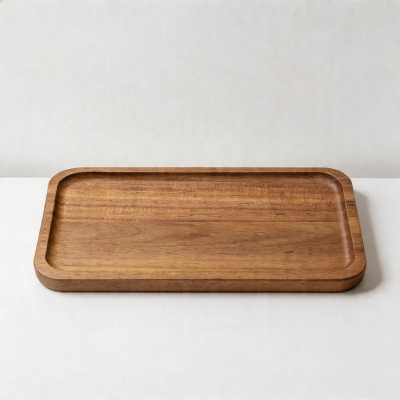 Acacia Wood Rectangular Serving Plates - 2 Sizes for Tea, Coffee & Food Service
