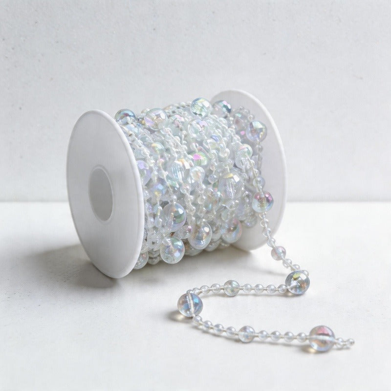 Iridescent Mixed-Size Bead Garland Wall Decor - Christmas Tree Decoration Chain
