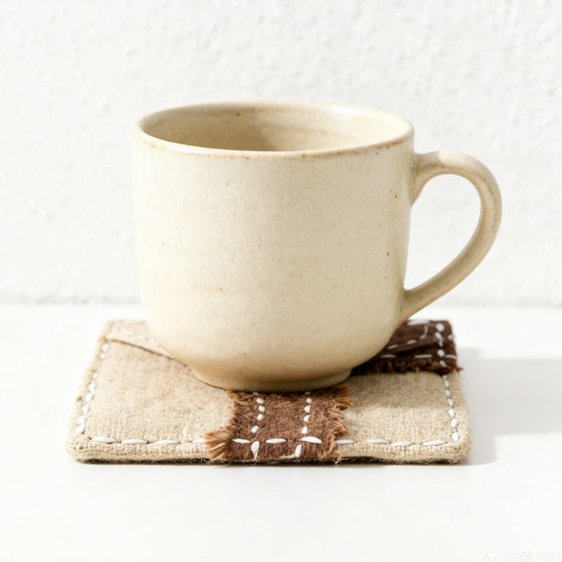 CouldNook Handmade Ramie Patchwork Coaster - Vintage Zen Tea & Coffee Mat