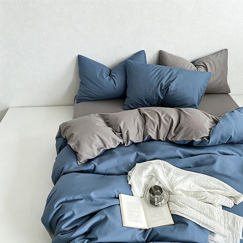 CouldNook Reversible Solid Duvet Cover - Ultra-Soft Washed Cotton Feel (Dark Colors)