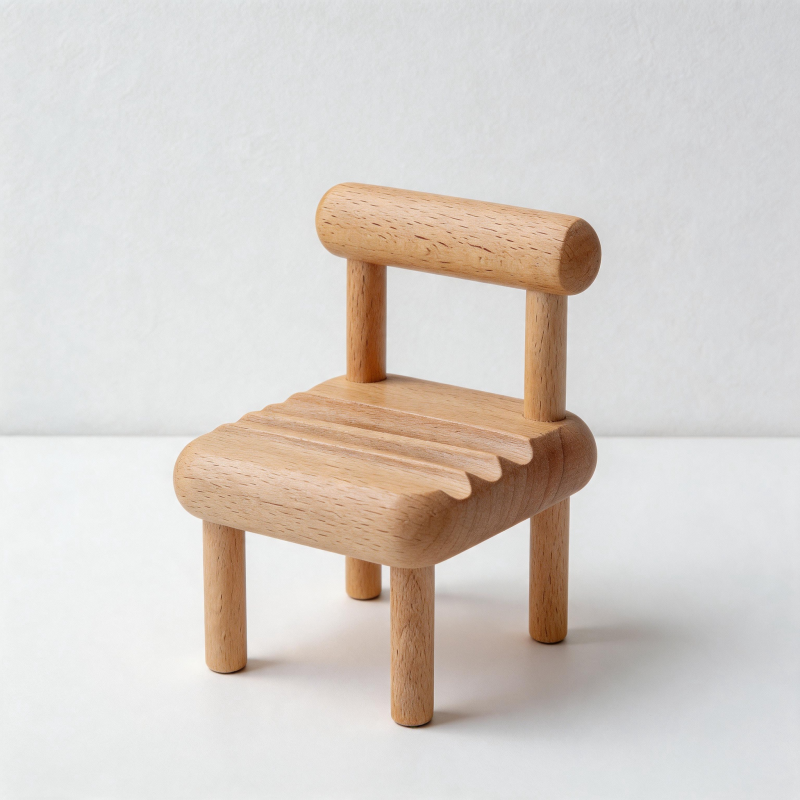 CouldNook Cute Wooden Chair Phone Stand - Natural Beech Wood Desk Holder