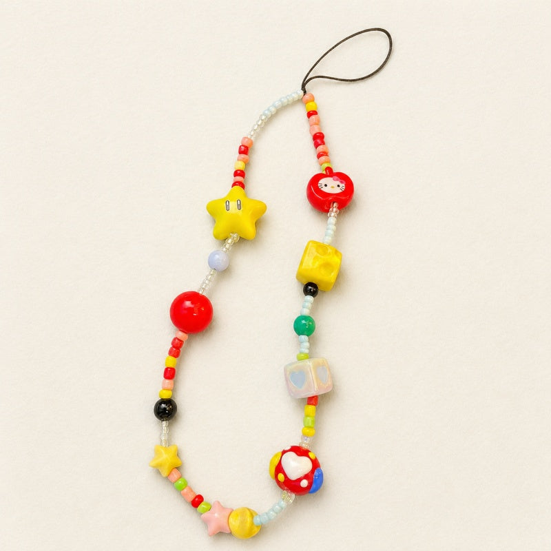 CouldNook Mixed Motif Beaded Phone Charm - Loop Cord Attachment