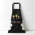 Cooking Utensil Print Waterproof Backband Apron - PVC Kitchen Apron