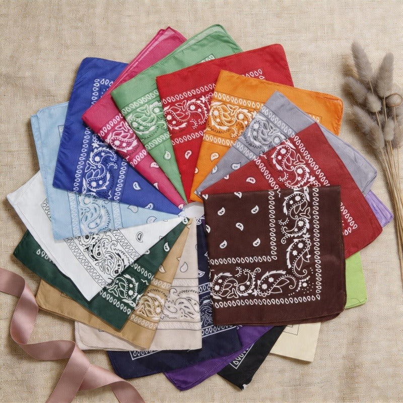 Paisley Print Culinary Bandanas - Polyester Square Headscarf(Set of 10)