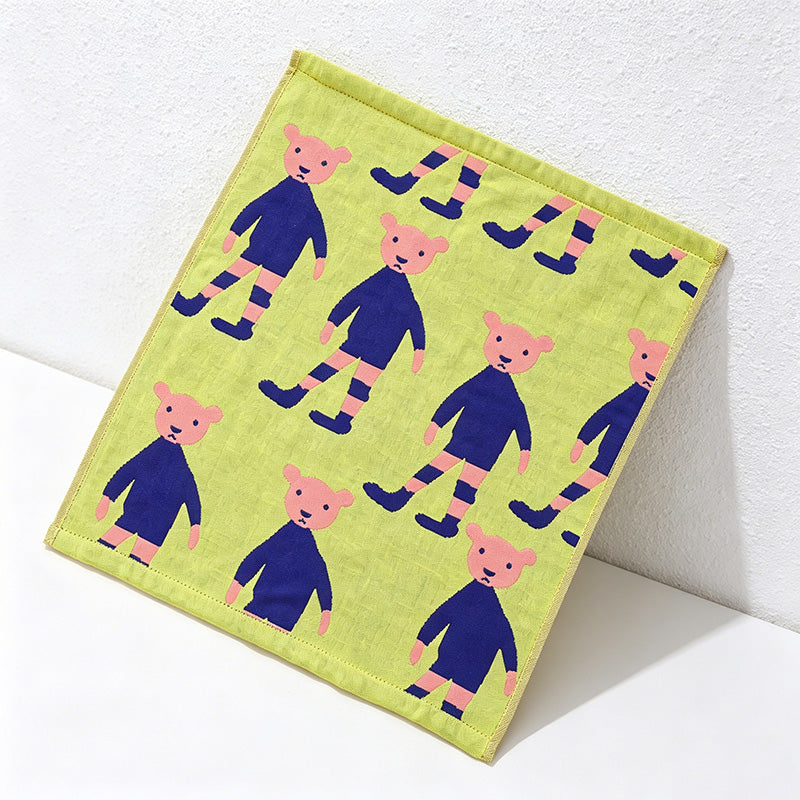 CouldNook Pure Cotton Gauze Cartoon Square Towel - Cute Absorbent Handkerchief