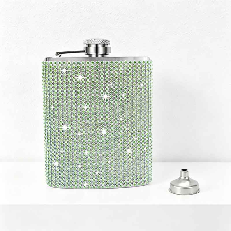 CouldNook 6/8oz Bling Rhinestone Hip Flask - Pocket Size with Funnel (Leopard & Gradient Series)