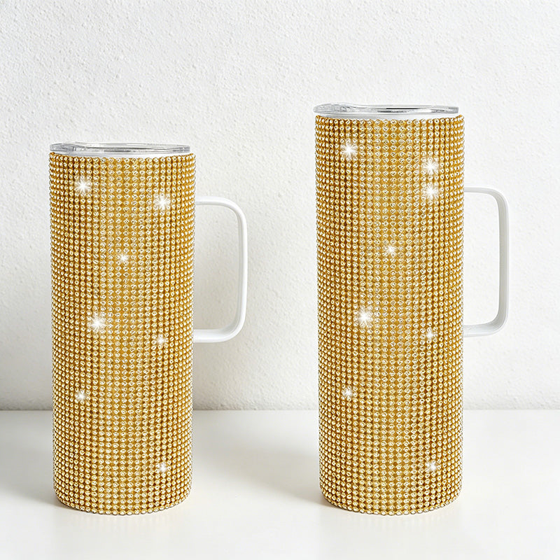 CouldNook 20/30oz Rhinestone Tumbler-Stainless Steel Vacuum Insulated Straight Body Cup with Handle