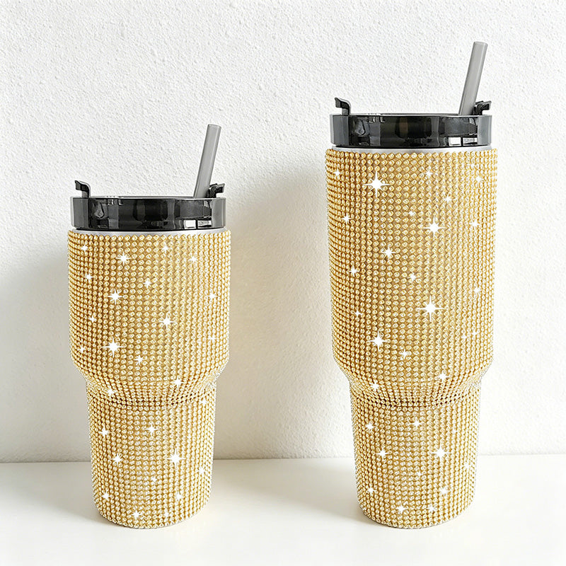 CouldNook 20/30oz Bling Rhinestone Car Tumbler - No Handle, Black Lid