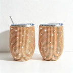 CouldNook 12oz Bling Rhinestone Stemless Wine Tumbler - Clear Lid & Straw (Leopard & Ombre Series)