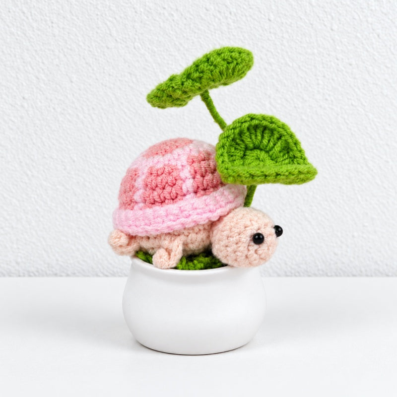 CouldNook Crocheted Character Pot Ornament - Colorful Figures And White Pots