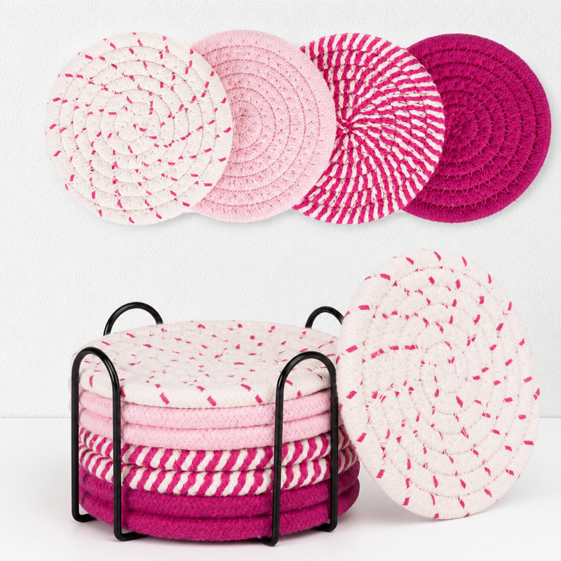 CouldNook Braided Cotton Coaster Set - Spiral Color Collections