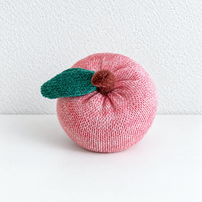 CouldNook Knitted Apple Ornament - Stem and Leaf Shelf Accent