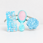 CouldNook Comb Brush And Mirror Set - Patterned Bodies And Shell-Shaped Mirror