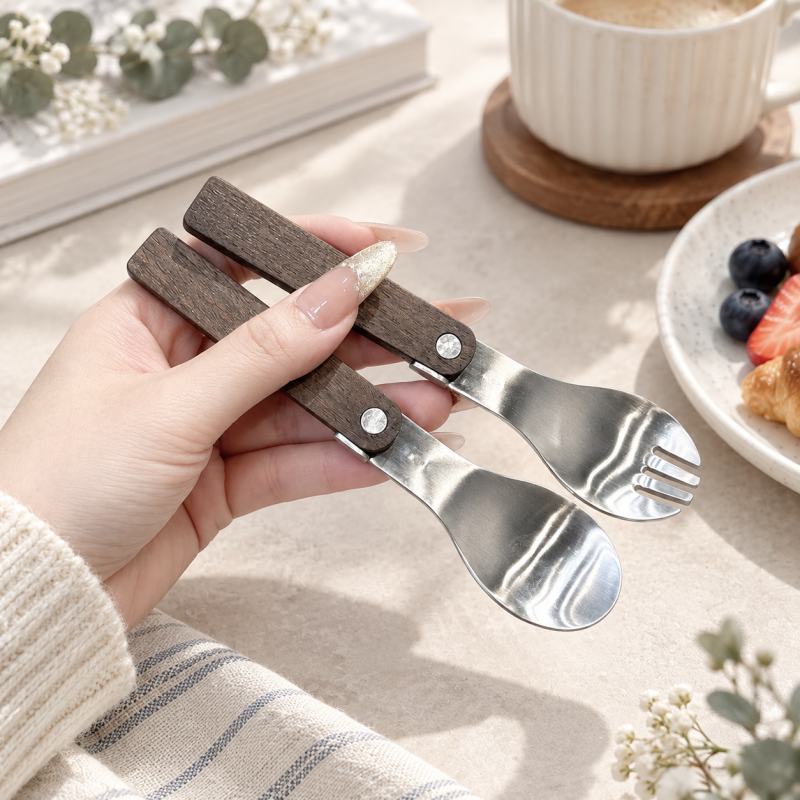 CouldNook Folding Stainless Steel Travel Cutlery - Compact Folding Handles