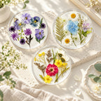 CouldNook Botanical Resin Coaster - Round Shape and Embedded Flowers