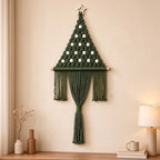 CouldNook Macrame Tree Wall Hanging - Beaded Triangle and Long Center Tassel