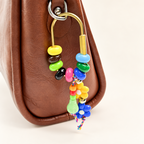 CouldNook Floral Bag Charm - Colorful Beaded Frame and Dangling Flower Pair
