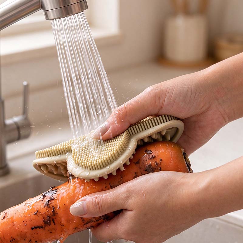 CouldNook Vegetable Brush - Four-Lobed Shape and Dual Textured Faces