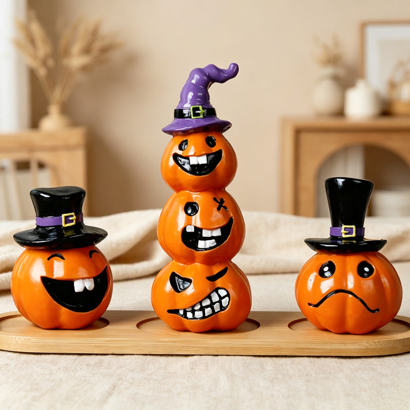 CouldNook Halloween Pumpkin Figurine‑Cute Resin Desktop Ornament for Home Party Decor