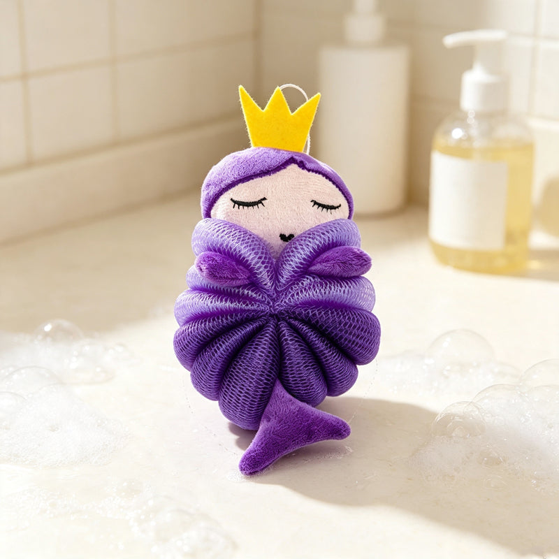 CouldNook Animal Bath Pouf - Braided Character Flower Design