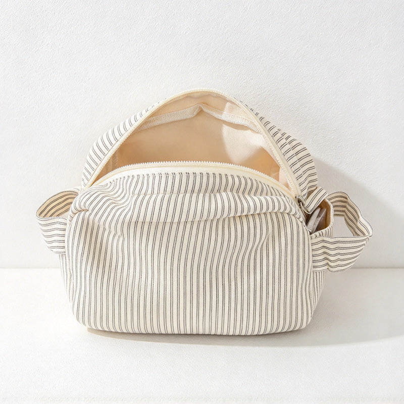 CouldNook Fine Stripe Toiletry Bag - Wide Zipper And End Handles