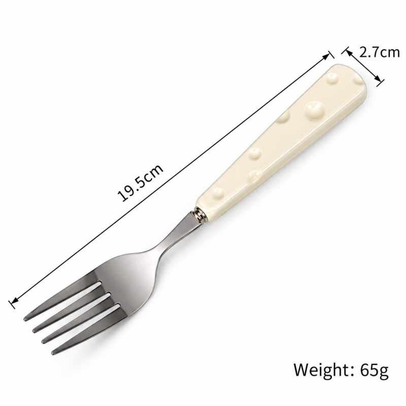 Cheese-Pattern Flatware - Ceramic Handles and Polished Heads