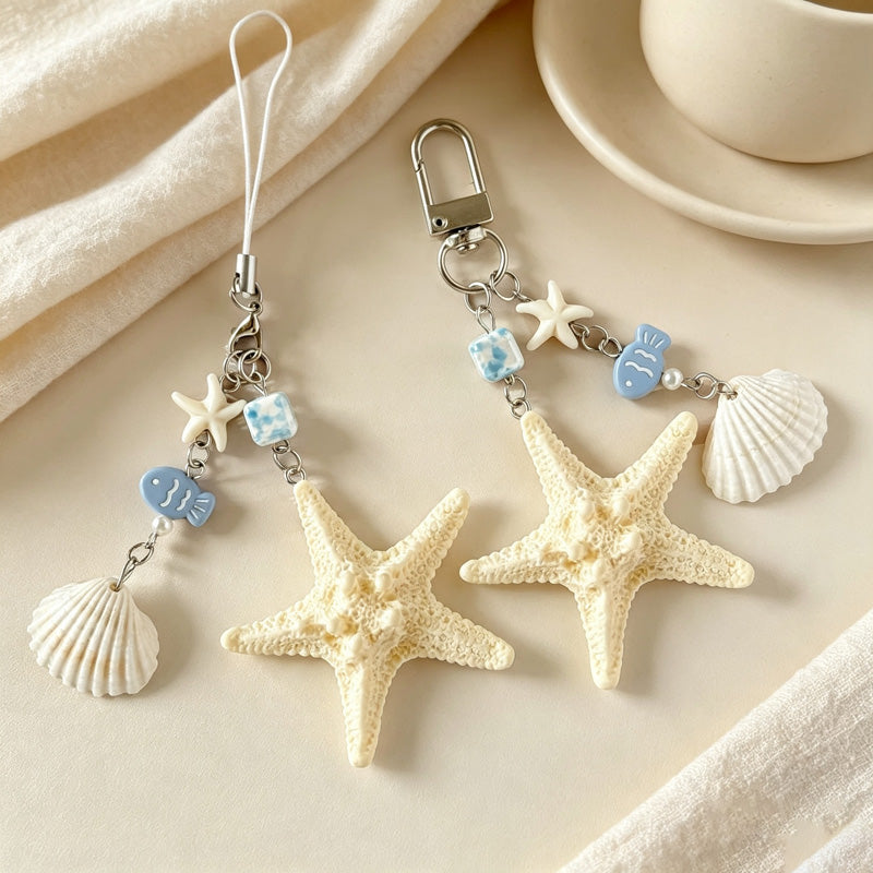 CouldNook Shell and Starfish Phone Charm - Loop Cord Attachment