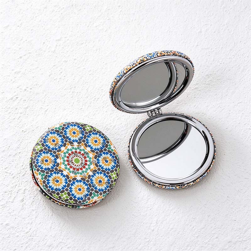 CouldNook Patterned Compact Mirror - Round Glitter Cover and Dual Mirrors