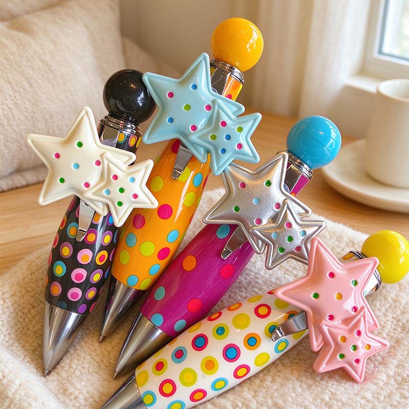 CouldNook Star Ballpoint Pen - Paired Star Accent And Dotted Barrel