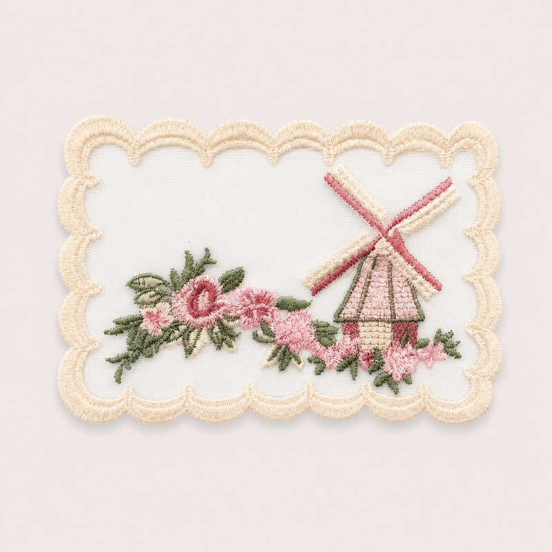 CouldNook Windmill Embroidery Table Mat - Soft Dining Accent