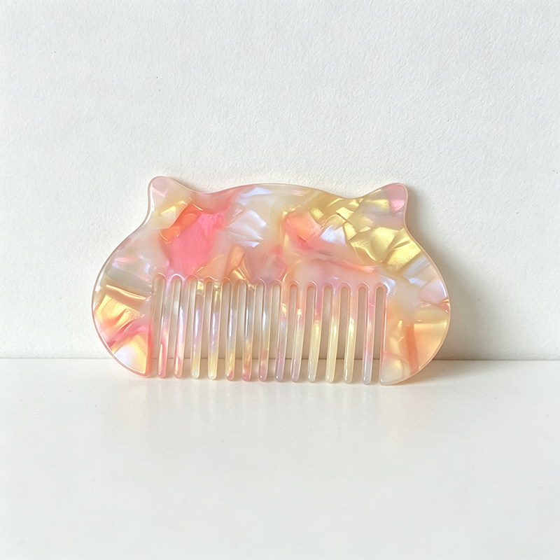 CloudNook Marble Cat Acetate Comb‑Wide Tooth Hair Detangler
