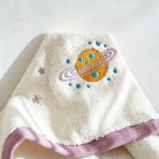 CouldNook Embroidered Cotton Towel - Illustrated Motifs And Contrast Edges