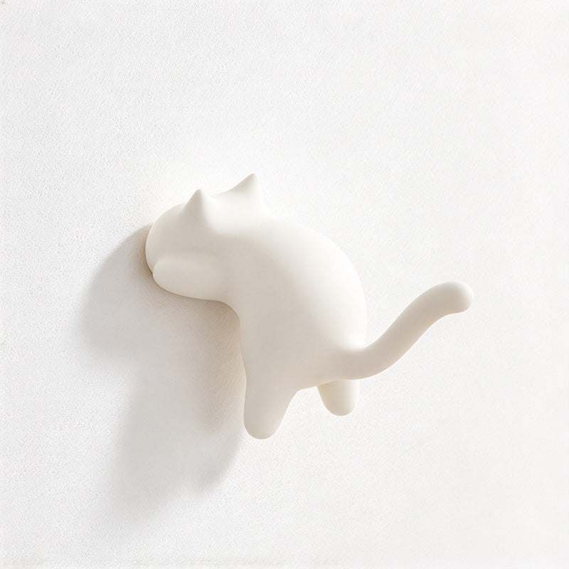 CouldNook Cat-Shaped Desk Hook - Raised Tail and Rounded Body