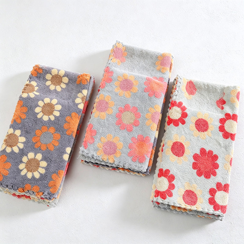 CouldNook Sunflower Coral Fleece Towel - Floral Printed Color Options