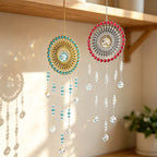CouldNook Sunburst Suncatcher - Beaded Circular Frame And Cascading Drops