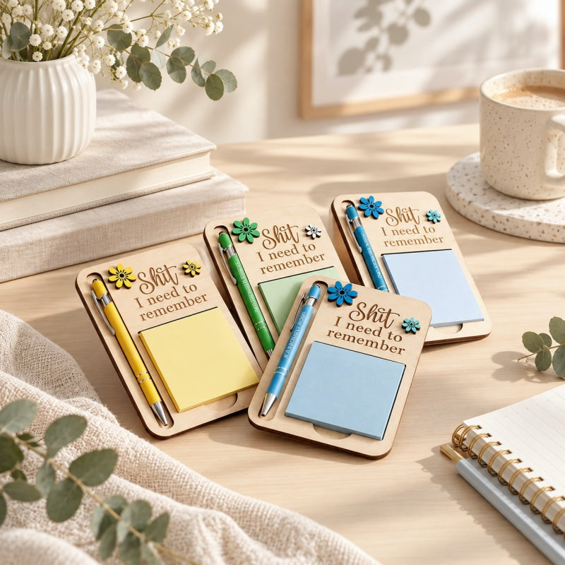 CouldNook Wood Notepad Holder - Message Detail and Pen Recess