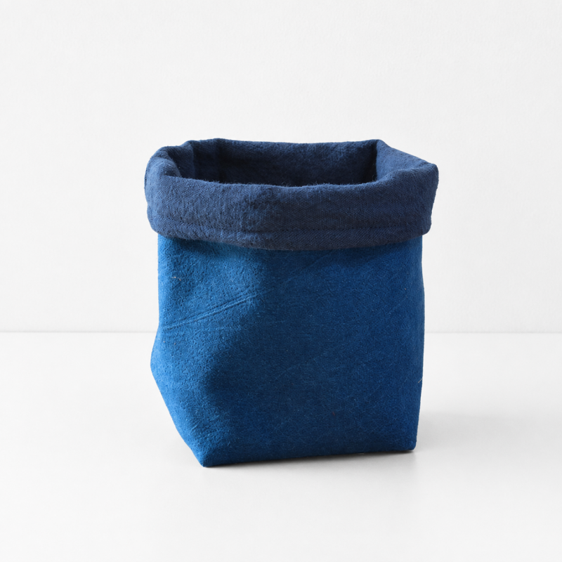 CouldNook Blue Fabric Storage Basket - Rolled Rim Tabletop Organizer