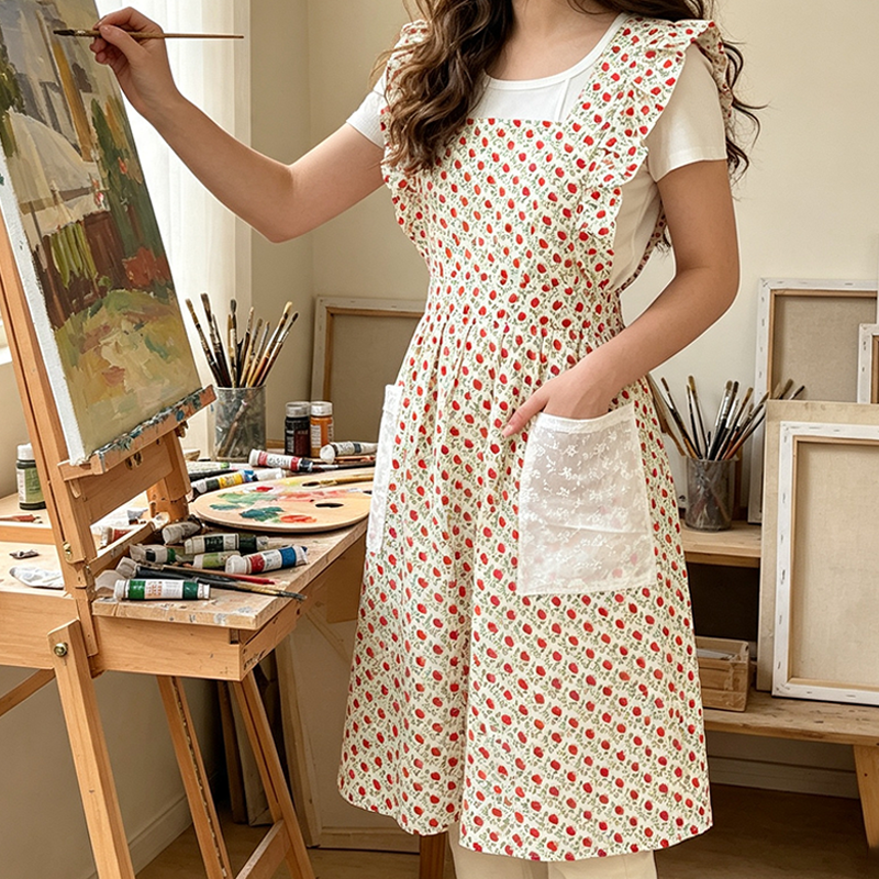 CouldNook Mini Floral Apron - Ruffled Pocket Kitchen Dress