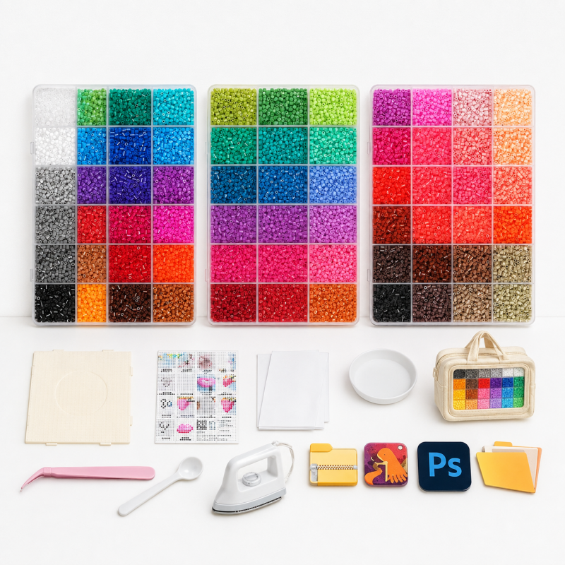 CouldNook Fusion Bead Material Kit - Color Trays and Tool Options