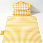 CouldNook Yellow Gingham Picnic Mat - Compact Folded Case