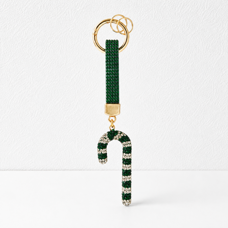 CouldNook Candy Cane Rhinestone Keychain - Festive Charm