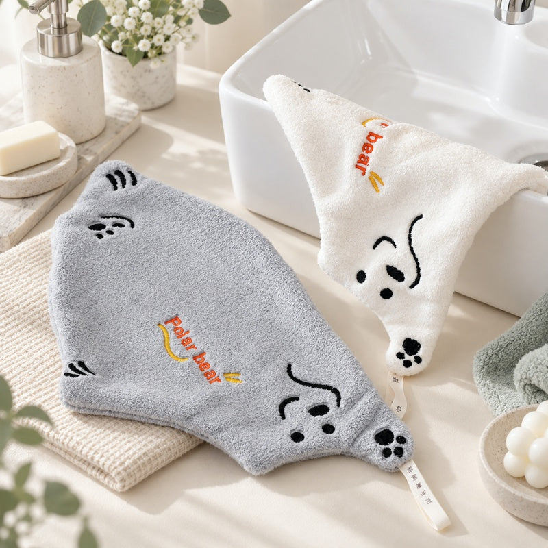 CouldNook Polar Bear Hand Towel - Embroidered Face and Paws