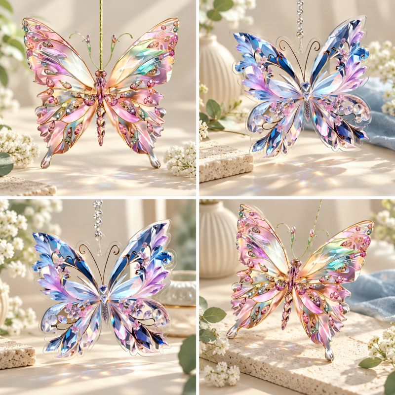 CouldNook Butterfly Hanging Ornament - Flat Acrylic And Jewel-Look Print