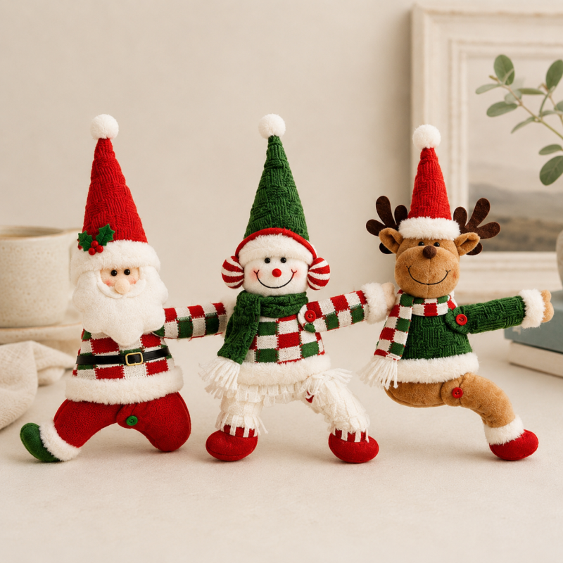 CouldNook Christmas Curtain Tieback Doll - Festive Outfits and Hugging Arms