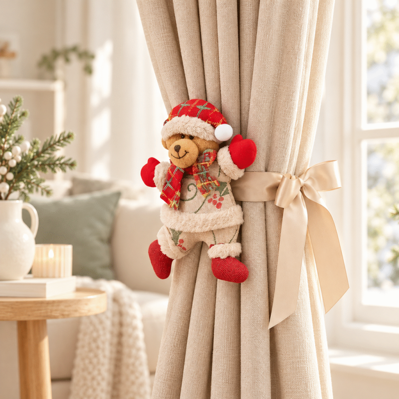 CouldNook Christmas Doll Curtain Tieback - Long Fabric Strap