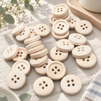 CouldNook Round Wood Buttons - Plain and Lettered Sewing Designs