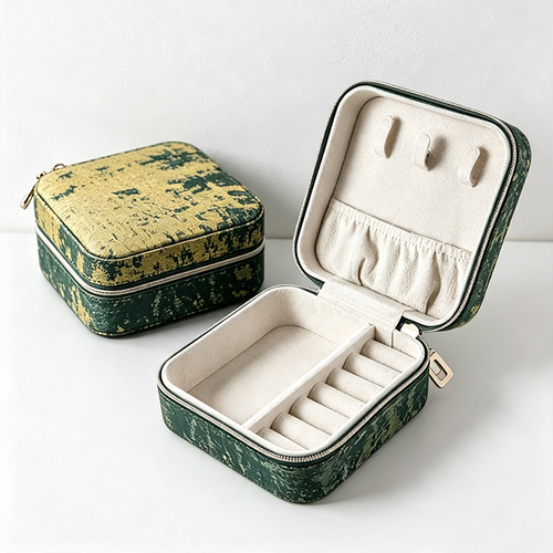 CouldNook Brocade Square Travel Jewelry Case - Useful Tabletop Accent